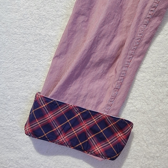 Stone Rose Black Rivet Collection Pink White Striped Button Down Flip Cuff XL - Picture 4 of 13